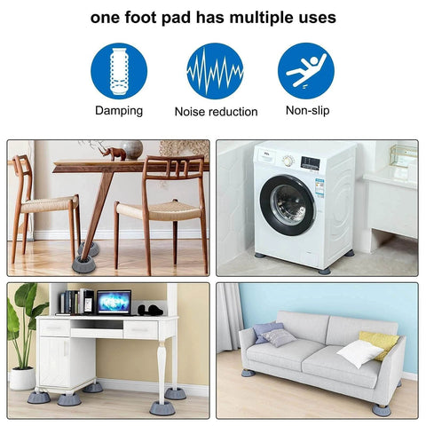 Anti Vibration Pads for Washing Machine and Dryer Set of 4 used under furniture and appliances to reduce noise and prevent sliding.