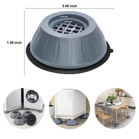 Anti Vibration Pads for Washing Machine and Dryer Set of 4 Universal Support Feet with dimensions and installation examples