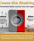 Before and after effects of Anti Vibration Pads for Washing Machine and Dryer with HexaGrip Set of 4; shows reduced shaking.