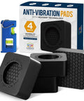 Image of Anti Vibration Pads for Washing Machine and Dryer Set of 4 Universal Leveling Feet, showing hexagonal grip surface and packaging.