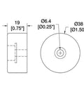 Technical drawing of Heavy Duty Anti Vibration Foot Pad Isolator Rubber Bumpers with measurements indicated.