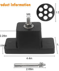 Anti Vibration Rubber Mounting Bracket For Outdoor Mini Split Air Conditioner Condensers Ground Stand And Wall Mount Bracket And Air Compressor Feet With Shock Absorption And Up To 1000 Pound Capacity, showing product dimensions and components with black bracket and metal bolt.