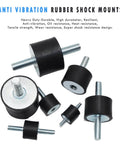 Beefed Up Heavy Duty M8 Rubber Motor Mounts With Lock Nuts Anti Vibration Isolators for Water Pumps Diesel Engines Harvester Generators 4 Pack M8x23mm And 30x20mm Size Isolators, showing various sizes and zinc-coated steel structure.