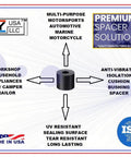 Premium 4-Pack Rubber Spacers For Anti-Vibration And Mounting, IZZY USA LLC, 3/4 In Outside Diameter, Made In USA, ISO 9001
