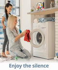 Achieve quiet, stable laundry days with these ultra thin anti vibration pads for washing machines; pads used with white washer