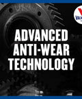 Close-up of gears highlighting advanced anti-wear technology for Dexron VI Mercon LV Full Synthetic ATF For Automatic Transmissions, 1 Gallon.