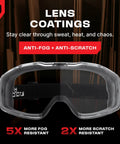 Over Glasses Safety Goggles Anti Fog ANSI Z87.1 with scratch-resistant panoramic lens and adjustable strap.