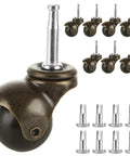 One Point Six Inch Ball Caster Wheels 8 Pack For Furniture Chairs Sofas And Cabinets With Swivel 360 Degree Mounting Stem Socket