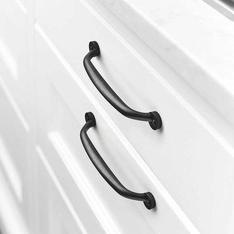 10 Pack Antique Black Cabinet Handles For Kitchen And Bedroom, 4 Inch Screw Spacing 102mm, Solid Zinc Alloy Drawer Pulls installed