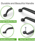 Close-up of 10 Pack Antique Black Cabinet Handles For Kitchen And Bedroom, 4 Inch Screw Spacing 102mm, Solid Zinc Alloy Drawer Pulls