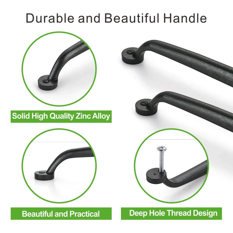 Close-up of 10 Pack Antique Black Cabinet Handles For Kitchen And Bedroom, 4 Inch Screw Spacing 102mm, Solid Zinc Alloy Drawer Pulls