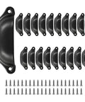 Antique Style Black Cup Drawer Pulls 20 Pack For Dressers Cabinets Cupboards Closets And Kitchen Furniture Handles Featuring 3.8 Inch Length And 3.3 Inch Hole Spacing Comes With 3.6x16mm Screws For Easy Mounting