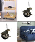 Four Pack 2 Inch Heavy Duty Ball Caster Wheels With Antique Brass Finish Swivel Stem Casters Replacement Set installed on furniture and carts.