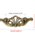 Antique Brass Bail Drawer Pulls 4 Pack With 3-3/8 Inch Hole Centers 85mm Vintage Cabinet Handles classic leaf scroll design