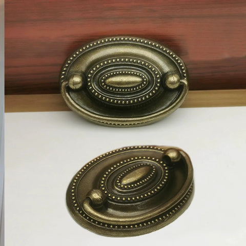 4 Pack Antique Brass Bail Drawer Pulls Oval Drop Swing Handles For Dresser Cabinet Furniture Hardware 81x57mm size