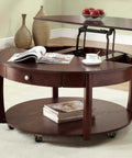 Oval coffee table with hidden storage on 2 Inch Antique Brass Ball Casters Without Brake Vintage Swivel Plate Caster Wheels Set of 4