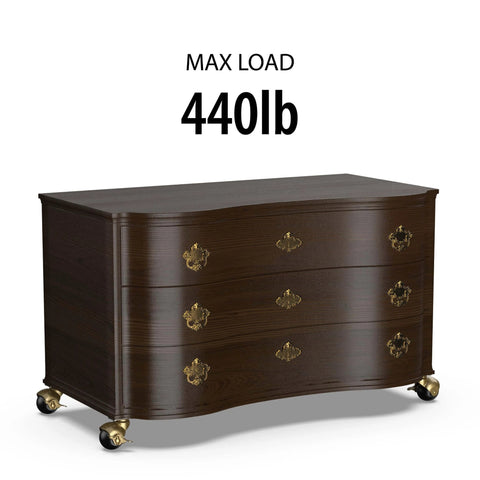 Wooden cabinet on 2 Inch Antique Brass Ball Casters Vintage Swivel Plate Caster Wheels with Brake Set of 4, max load 440lb