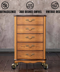 Wooden cabinet with 2 Inch Antique Brass Ball Casters Without Brake Vintage Swivel Plate Caster Wheels Set of 4