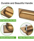 Close-up of 10 Pack Antique Brass Cabinet Cup Pulls 5 Inch 128mm Durable Zinc Alloy with deep hole thread design and smooth finish.
