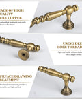 2 Pack Antique Brass Cabinet Drawer Pulls 3.75 Inch Vintage Bronze Bar Style Furniture Handles showcasing copper quality and thread design