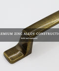 Close-up of Antique Brass Rectangular Cabinet Handle 4 Pack With 3 Inch Hole Centers, showcasing zinc alloy construction.