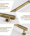 Five Pack Antique Solid Brass Cabinet Handles 5 Inch Center To Center Dresser Drawer Pulls Brushed Bronze Finish close-up
