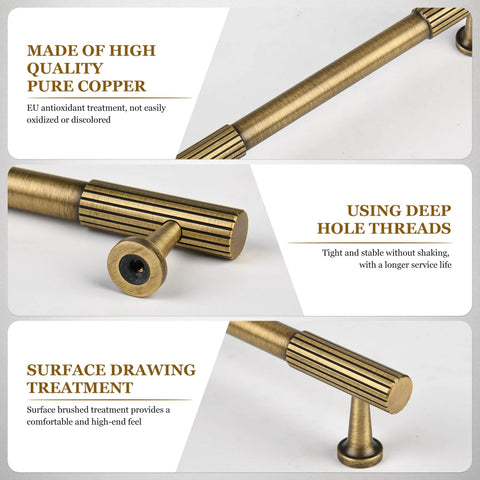 Five Pack Antique Solid Brass Cabinet Handles 5 Inch Center To Center Dresser Drawer Pulls Brushed Bronze Finish close-up