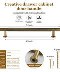 Antique Solid Brass Cabinet Handles 5 Pack Knurled 6-1/4 Inch (160mm) Dresser Drawer Pulls diagram with measurements.