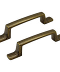 Antique Brass Rectangular Cabinet Handles 4 Pack With 3 Inch Hole Centers, classic solid metal hardware for farmhouse style furniture