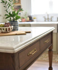Set Of 2 5 Inch Center To Center Antique Brass Cabinet Handles With Industrial Backplate for kitchen drawer installation.