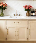 Antique Brass Cabinet Pulls 10 Pack 6.02 Inch Length With 3.78 Inch Center To Center Hole Spacing on kitchen cabinets