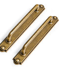 Set Of 2 5 Inch Center To Center Antique Brass Cabinet Handles With Industrial Backplate For Vintage Retro Minimalist Cabinet Hardware