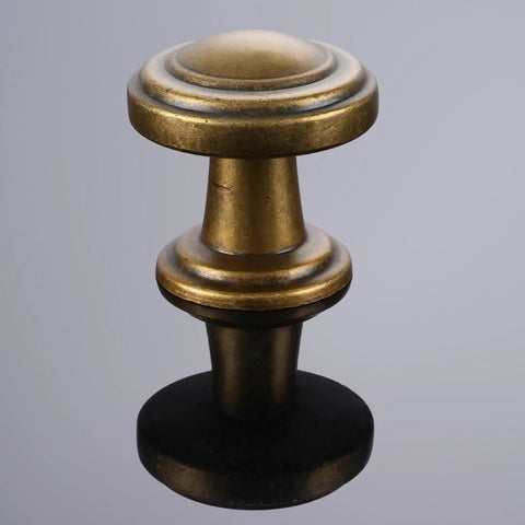 Antique Brass Cabinet Knobs 10 Pack For Kitchen Cabinets And Drawers Premium Alloy Hardware shown up-close with classic round design.