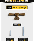 Antique Brass Cabinet Knobs Five Pack Single Hole Vintage Drawer Knobs with screws, showing knob and included hardware.