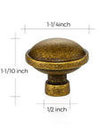 30 Pack Antique Brass Cabinet Knobs 1-1/4 Inch Diameter Round Solid Zinc Alloy Drawer Pulls with 1-1/10 Inch Projection