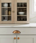 Antique Brass Cabinet Knobs 6 Pack Heavy Duty Zinc Alloy Vintage Hardware installed on kitchen cabinets