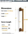 Antique Brass Square Cabinet Pulls 5 Inch Center To Center 128mm Hole Modern Retro Vintage Cabinet Handles size guide.