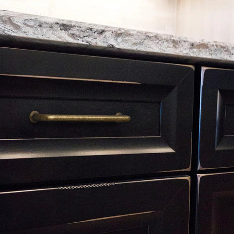 Antique Brass Cabinet Pulls Set Of 12 With 5 Inch Center Vintage Retro Bronze Kitchen Hardware Smooth Touch Drawer Handles installed