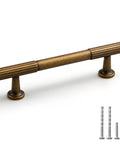 Antique Brass Cabinet Pulls Set Of 10, 3-3/4 Inch Hole Center Solid Zinc Alloy Dresser Drawer Handles with screws included