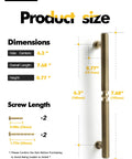 Antique Brass Cabinet Pulls 6.3 Inch Hole Center 160mm size diagram with dimensions and screw lengths