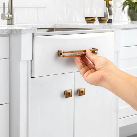 Hand opening drawer with Antique Brass Zinc Alloy Cabinet Pulls 5 Inch Center To Center Heavy Duty Vintage Retro Handles