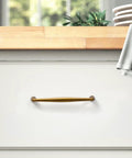 10 Pack Antique Brass Cabinet Pulls Three And Three Quarter Inch Center To Center Spacing Dresser Drawer Handles installed on drawer