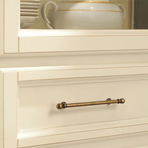 Antique Brass Cabinet Pulls Set Of 10 5 Inch Hole Center Solid Zinc Alloy Handle on kitchen drawer