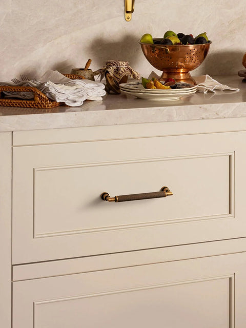 Antique Brass Cabinet Pulls Set Five Inch Center Knurled Vintage Drawer Pulls on kitchen cabinet, durable zinc alloy