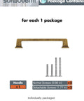 Antique Brass Square Cabinet Pulls 5 Inch Center To Center 128mm Hole Modern Retro Vintage with screws package contents