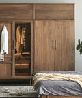 Wardrobe with Antique Brass Cabinet Pulls 6.3 Inch Hole Center 160mm Vintage Solid Brass Handles in bedroom