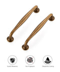 5 Pack 5 Inch Antique Brass Kitchen Cabinet Handles Solid Zinc Alloy Cabinet Pulls for Cupboards and Drawers with smooth edges and coating
