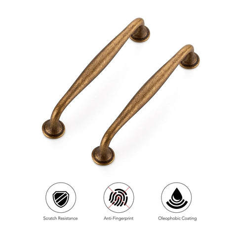 5 Pack 5 Inch Antique Brass Kitchen Cabinet Handles Solid Zinc Alloy Cabinet Pulls for Cupboards and Drawers with smooth edges and coating