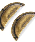 Close-up of Antique Brass Zinc Alloy Cabinet Pulls 2.5 Inch Center Hole 64mm Heavy Duty Cupboard Handles, set of 6