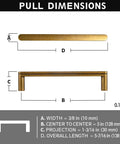 Dimensions for Antique Brass Cabinet Pulls Set Of 6, 5 Inch Center To Center, Minimalist Vintage, weathered rustic finish.